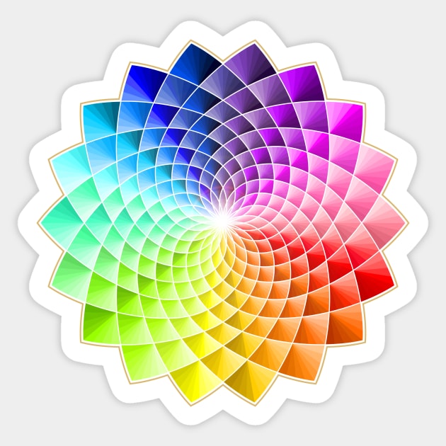 Colorful Mandala with 3D Effect and White Lines Sticker by MandalaSoul